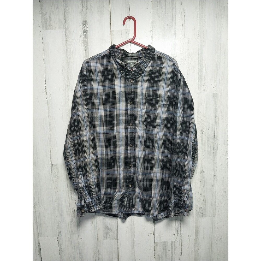 Eddie Bauer Flannel Shirt Relaxed Fit Button Down Plaid 100% Cotton Size 2XL